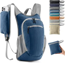 10L Small Hiking Backpack Foldable Lightweight Travel Daypack Packable Hiking Camping Gym Pack for Women Men Daily Use (Navy Blue)