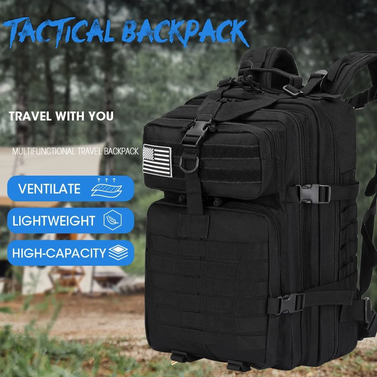 45L Military Tactical Backpacks Lage Molle Backpack 3 Day Assault Pack Backpack Camping Hiking Rucksack Bug Out Bag Rucksack