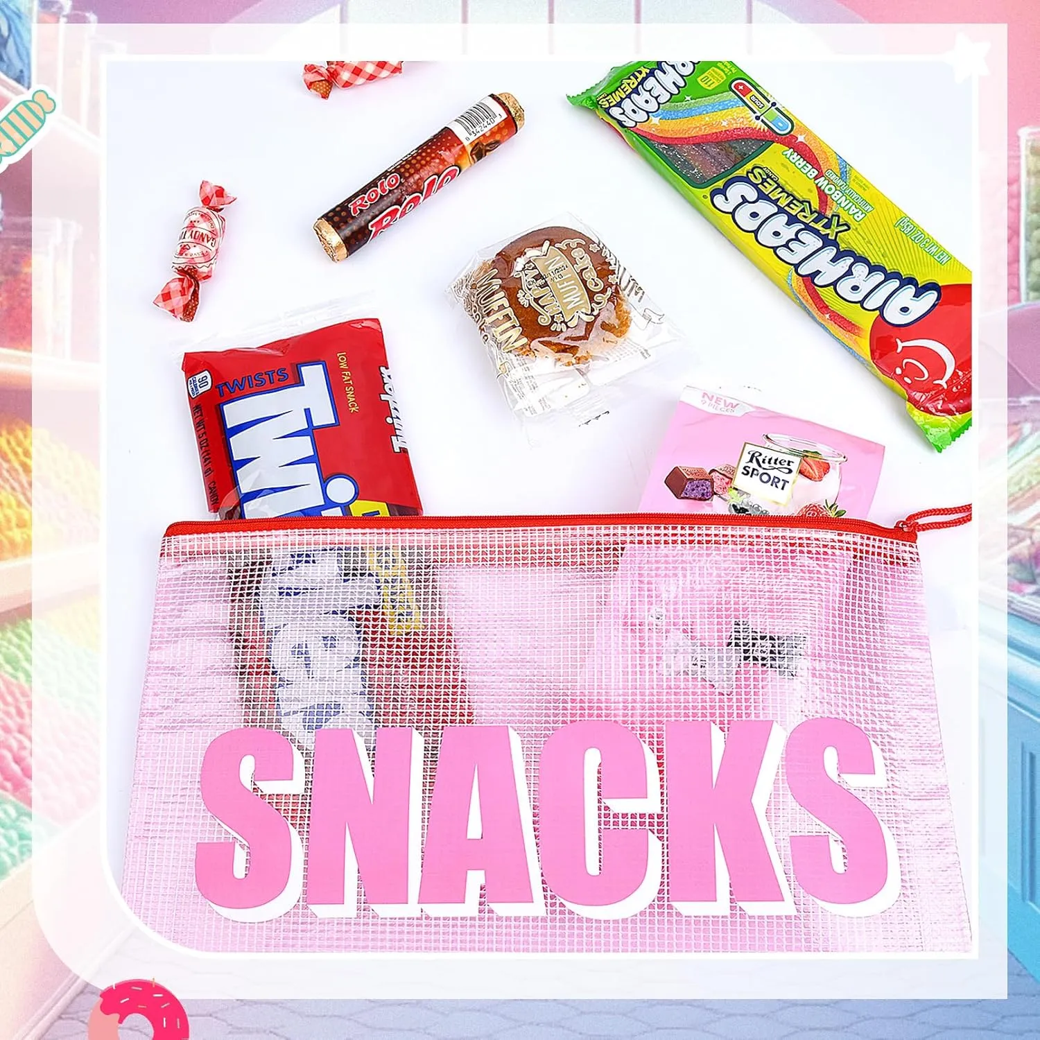 4PCS Snack Bag for Travel Clear Zipper SnackPouch Waterproof Makeup Cosmetic Bags for Women Girls Clear Pouch for Kids Essentials
