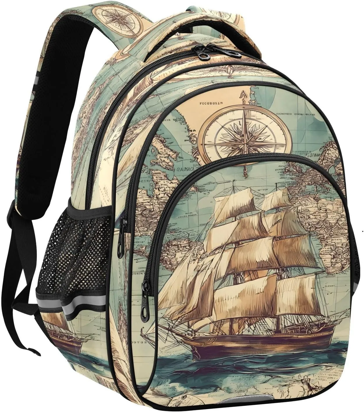 ALAZA Vintage Sailing Map Sea Small Backpacks Travel Daypack School Book Bag for Men Women Teens Kids