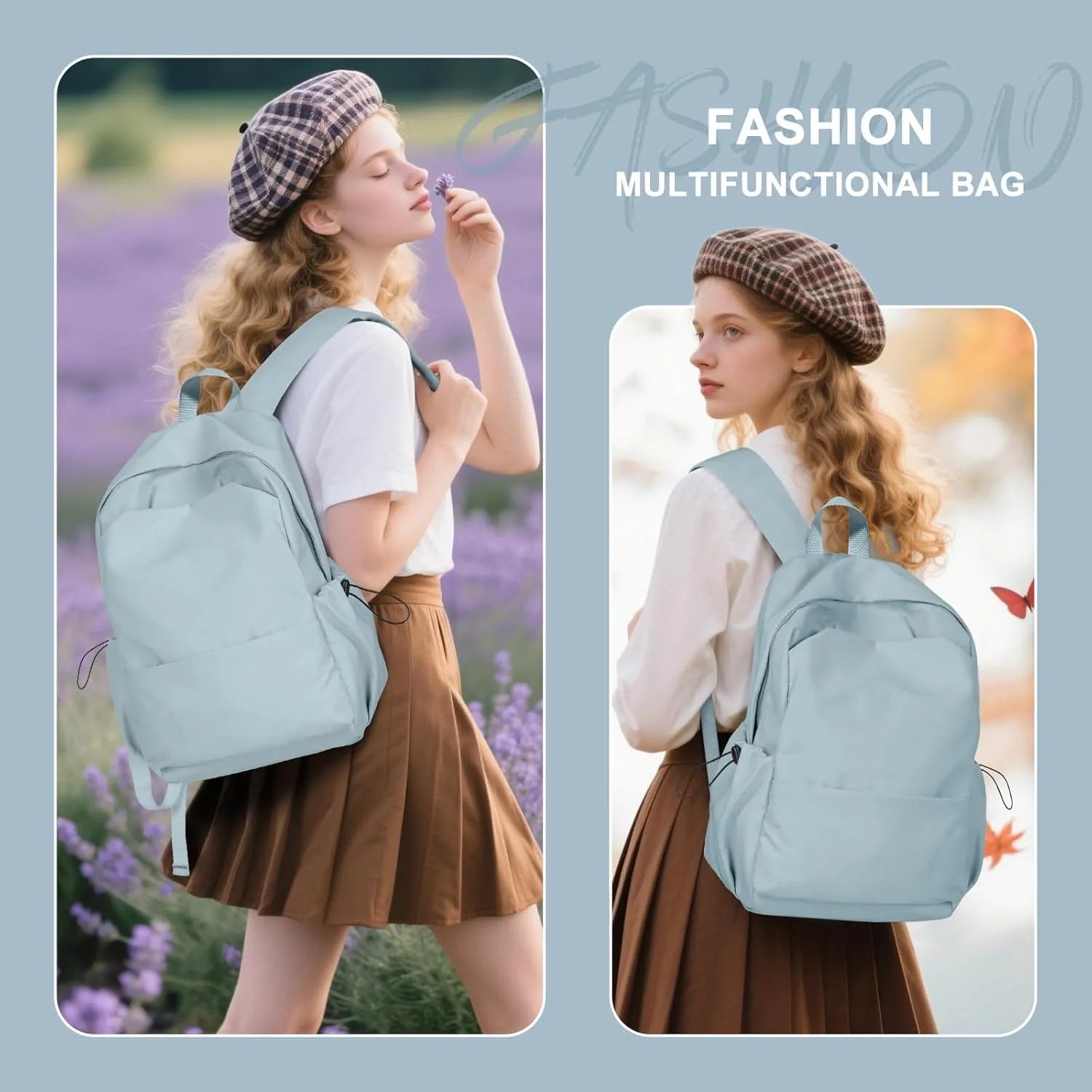 Backpacks For School Bag School Backpack For College Backpacks Bookbag For Women Waterproof Gym Backpack For Men Book Bags Small Simple Backpack Blue