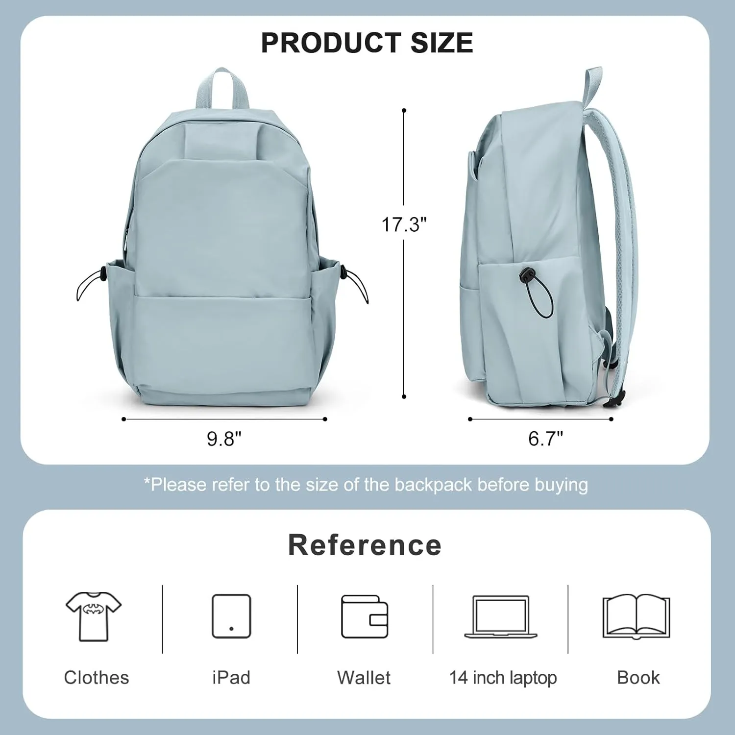 Backpacks For School Bag School Backpack For College Backpacks Bookbag For Women Waterproof Gym Backpack For Men Book Bags Small Simple Backpack Blue