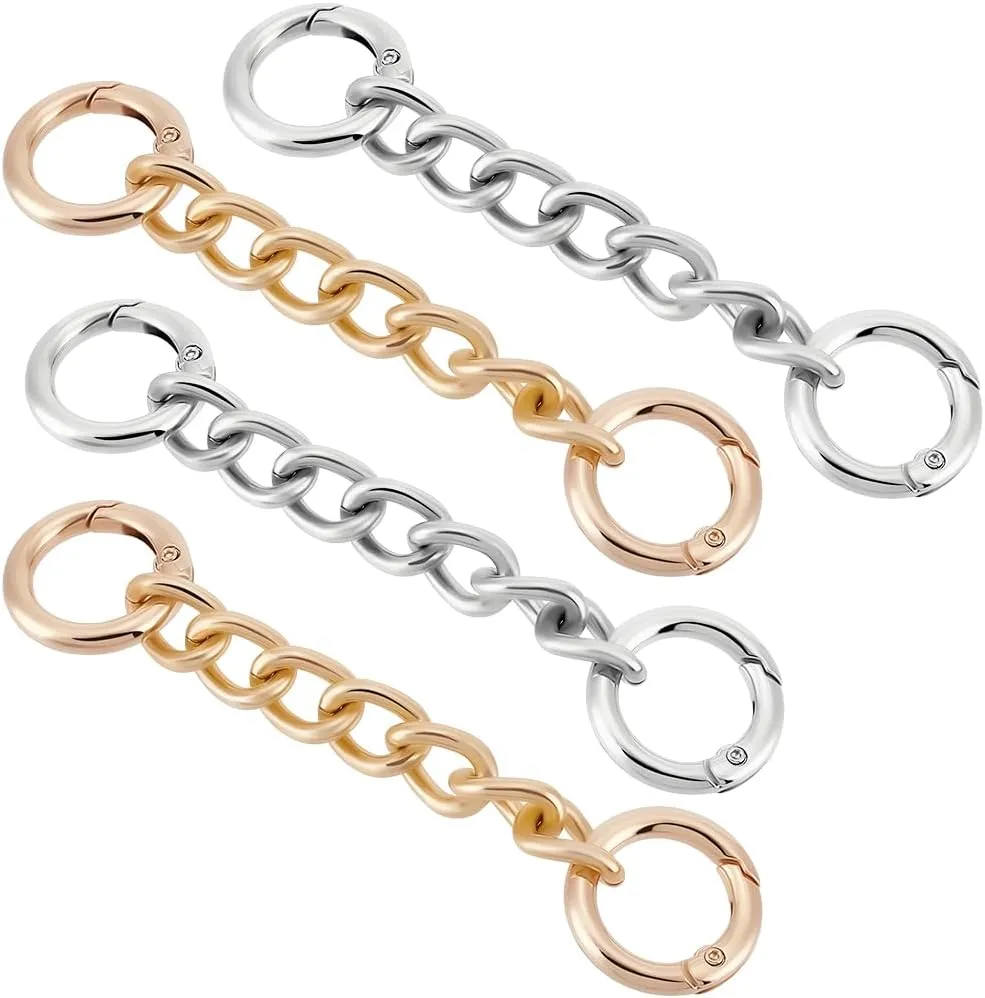 Beebeecraft 1 Box 4Pcs Metal Purse Chain Extender 4.13 Inches Long Alloy Gold Silver Shoulder Bag Strap Replacement Extension Chain Charms with Buckle for Clutch Mini Bag Handbag Supplies Accessories