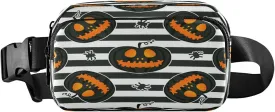 Boccsty Halloween Pumpkins Spiders Strip Belt Bag for Women Men Autumn Sugar Skull Fanny Pack Small Waist Pouch Crossbody Bags for Outdoor Hiking Running Travel