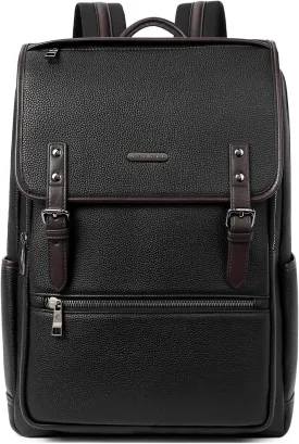 CLUCI Genuine Leather Laptop Backpack for Men 15.6 Inch Business Travel Large Vintage Office Bag Flap Shoulder Bags Black