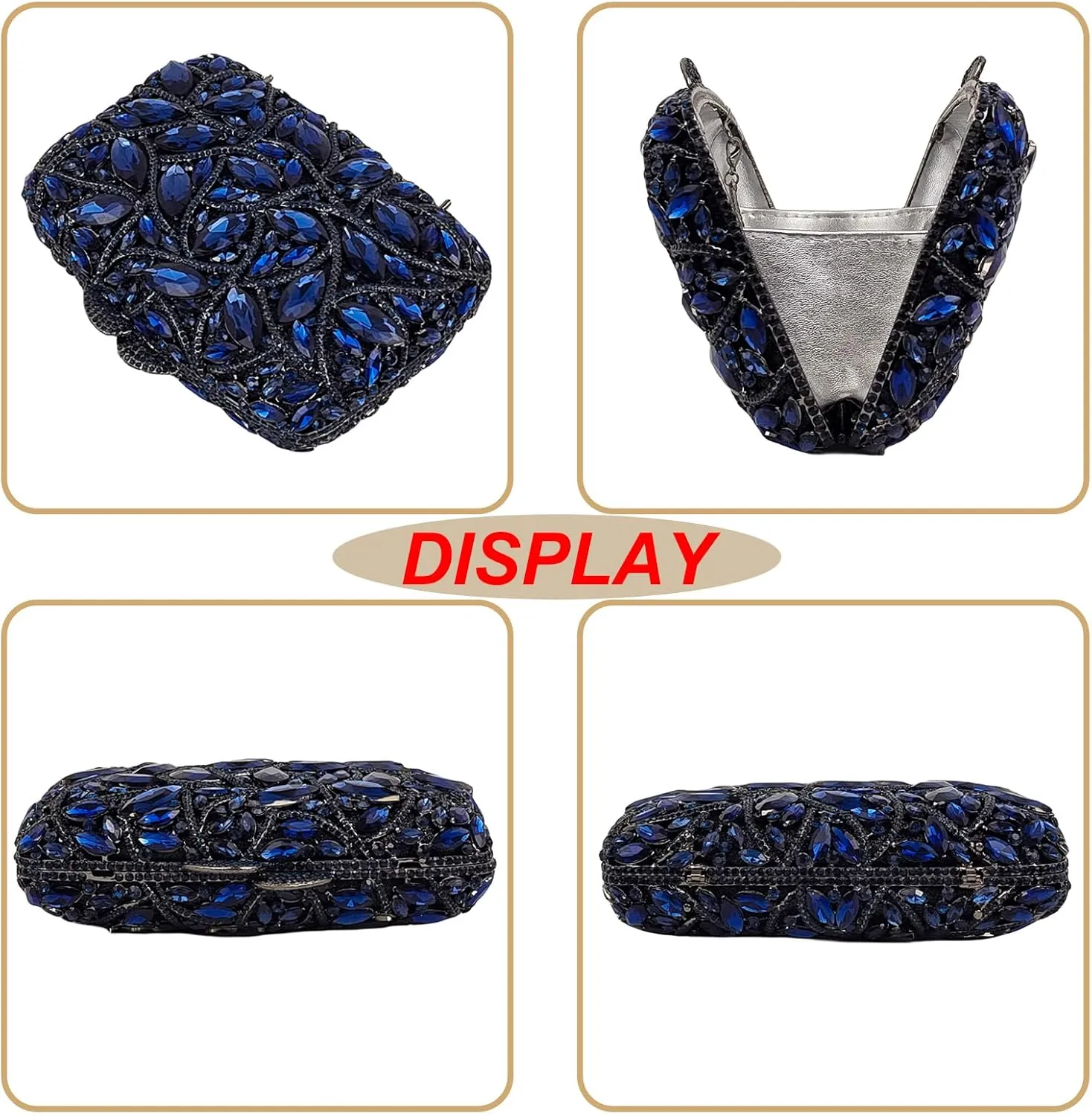 Colorful Crystal Clutch Box Handbag Women Sparkling Evening Bags for Wedding Party Prom Purse