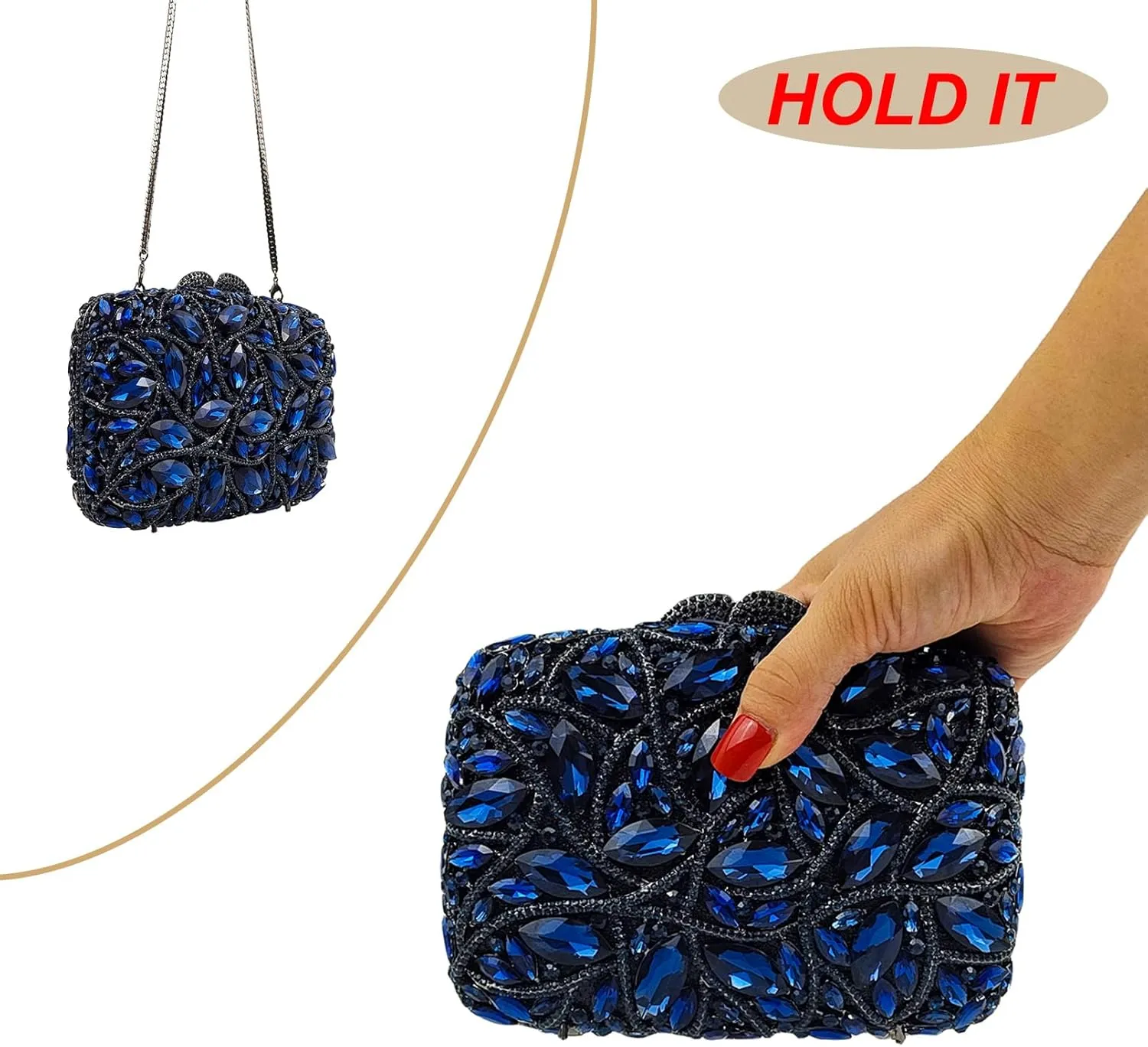 Colorful Crystal Clutch Box Handbag Women Sparkling Evening Bags for Wedding Party Prom Purse