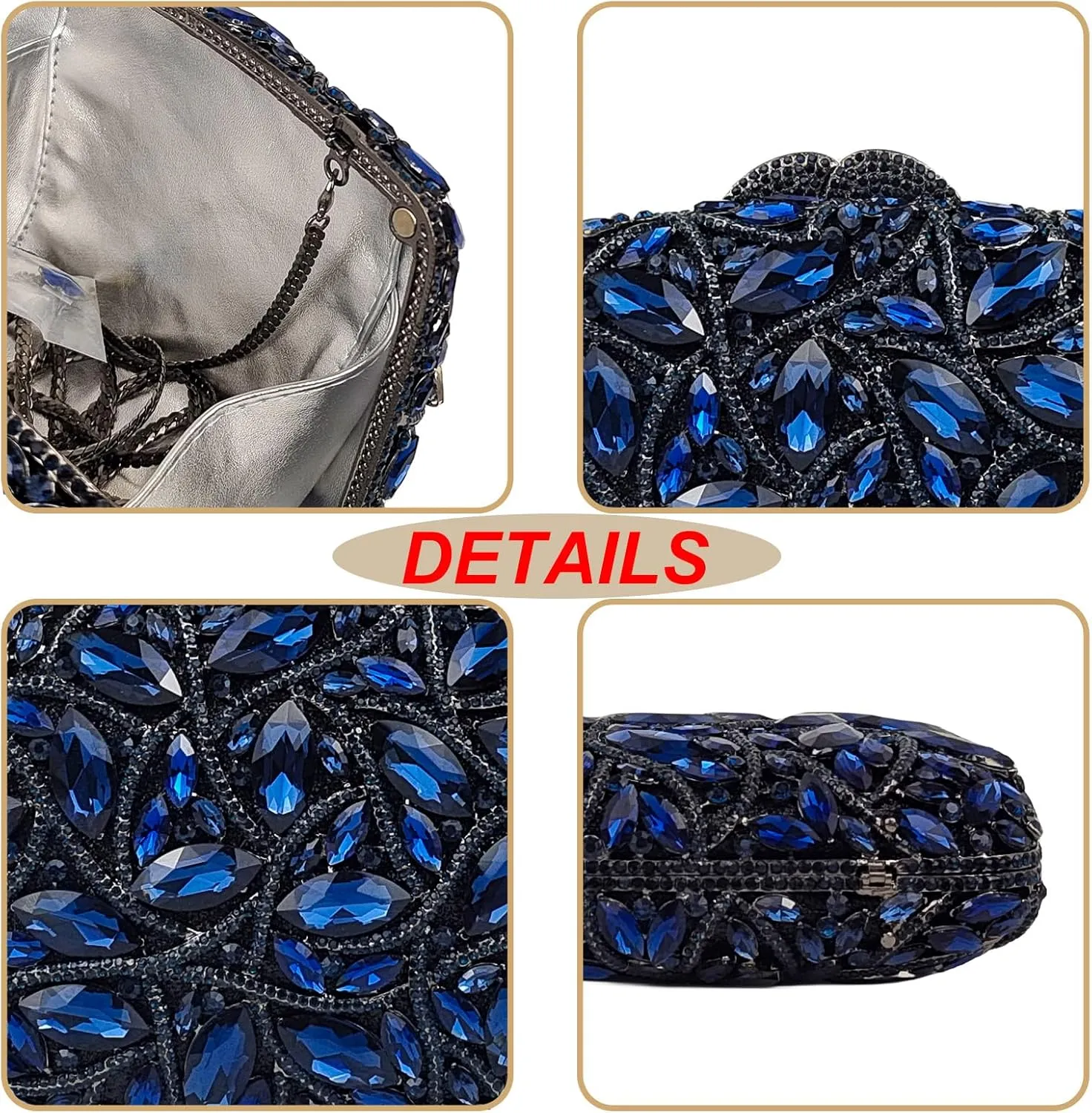 Colorful Crystal Clutch Box Handbag Women Sparkling Evening Bags for Wedding Party Prom Purse