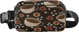 Cups Of Coffee Cookies Belt Bag for Women Men Sugar Pattern Fanny Pack Small Waist Pouch Crossbody Bags for Outdoor Hiking Running Travel