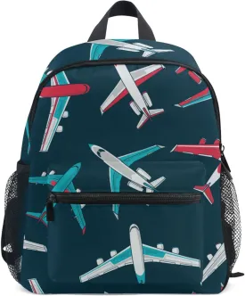 Fisyme Cartoon Airplanes Plane Toddler Backpack School Bag Kids Daypack for Kindergarten Preschool Nursery Girls Boys, S