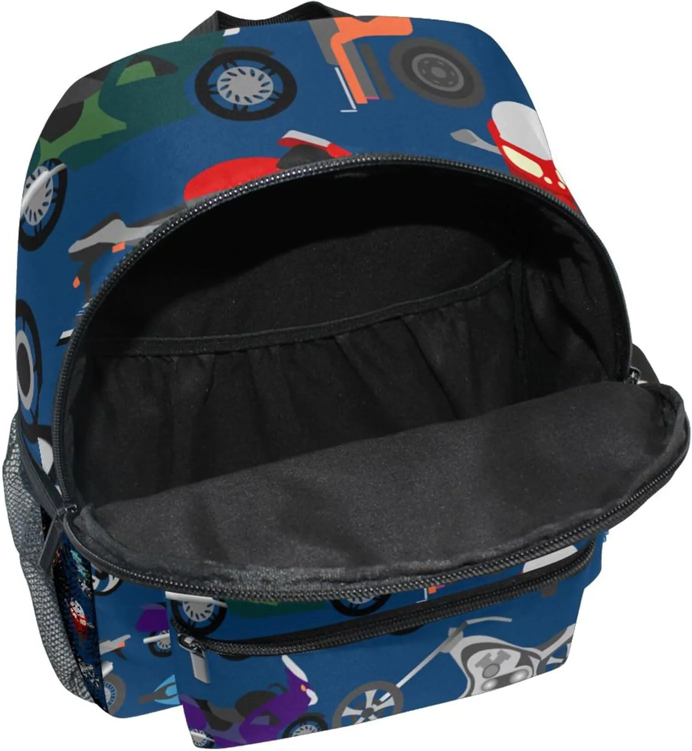 Fisyme Motorcycles Toddler Backpack School Bag Kids Daypack for Kindergarten Preschool Nursery Girls Boys, S
