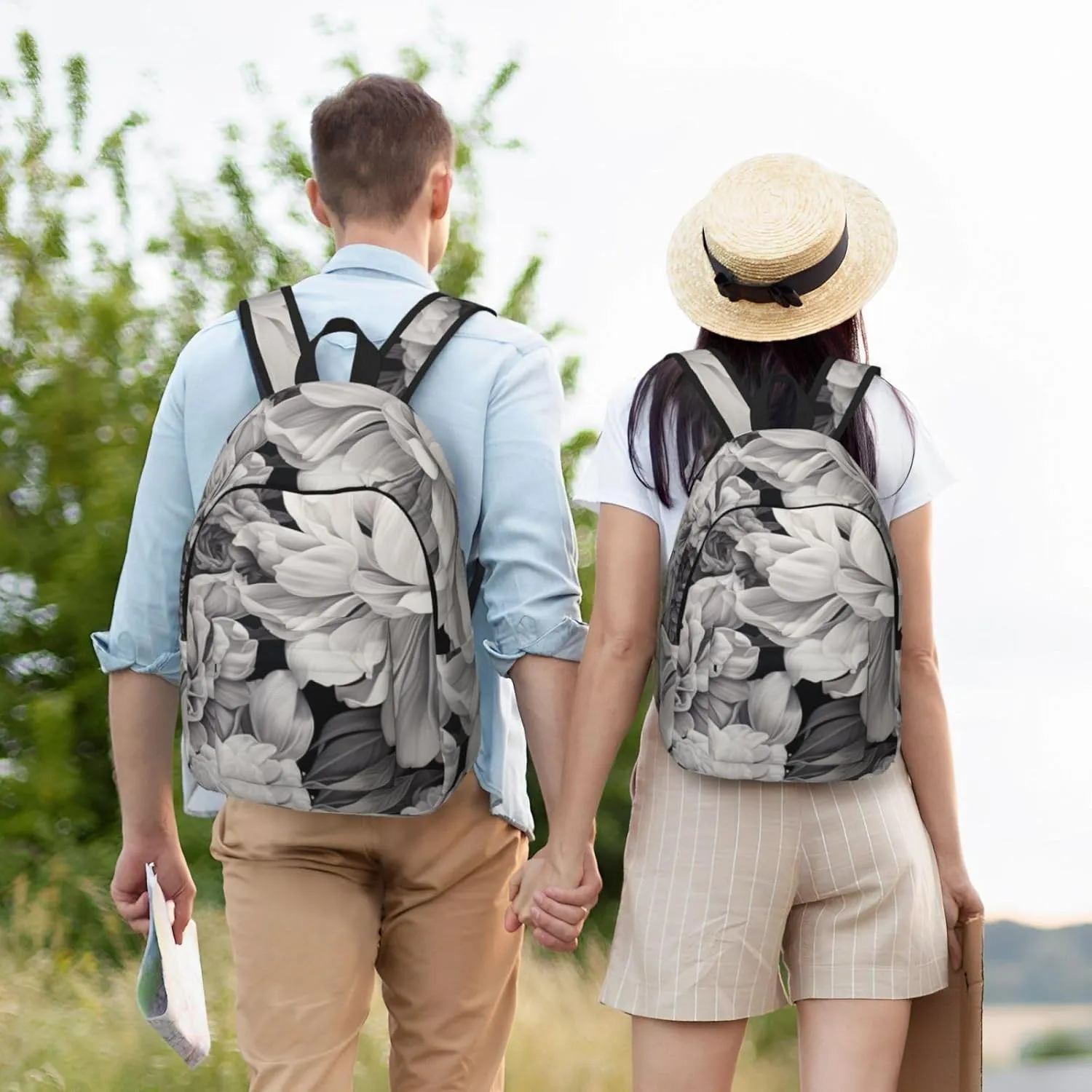 Floral Graphite print Stylish Lightweight Multi-Functional Backpack for Travel Daily Use,Travel Backpack