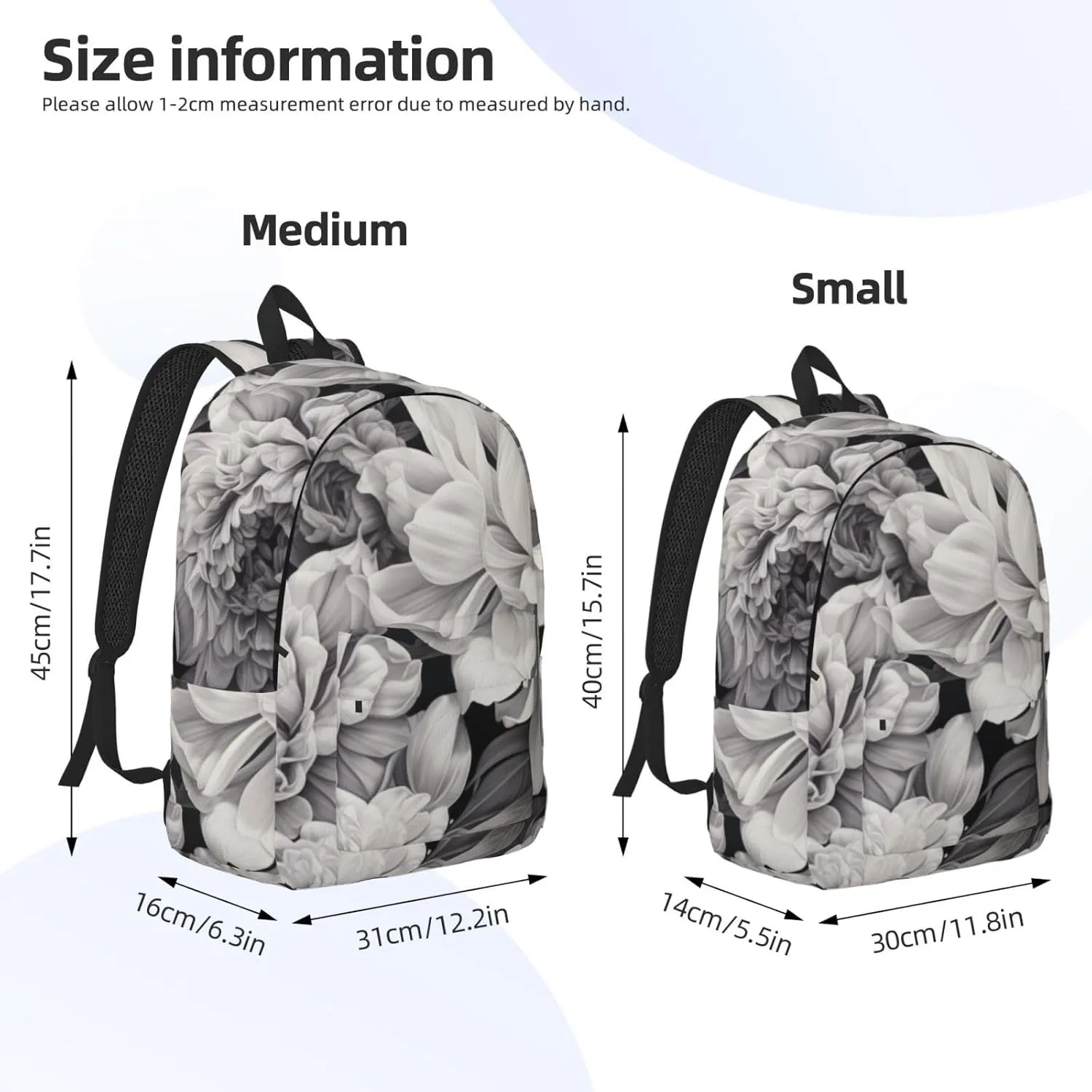 Floral Graphite print Stylish Lightweight Multi-Functional Backpack for Travel Daily Use,Travel Backpack