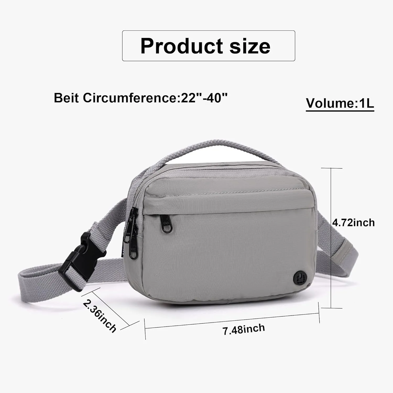 Funny Pack Belt Bag Small Crossbody Unisex for Workout Running Hiking Travel Gift Water Resistant Durable Soft Material multifunctional (Gray)