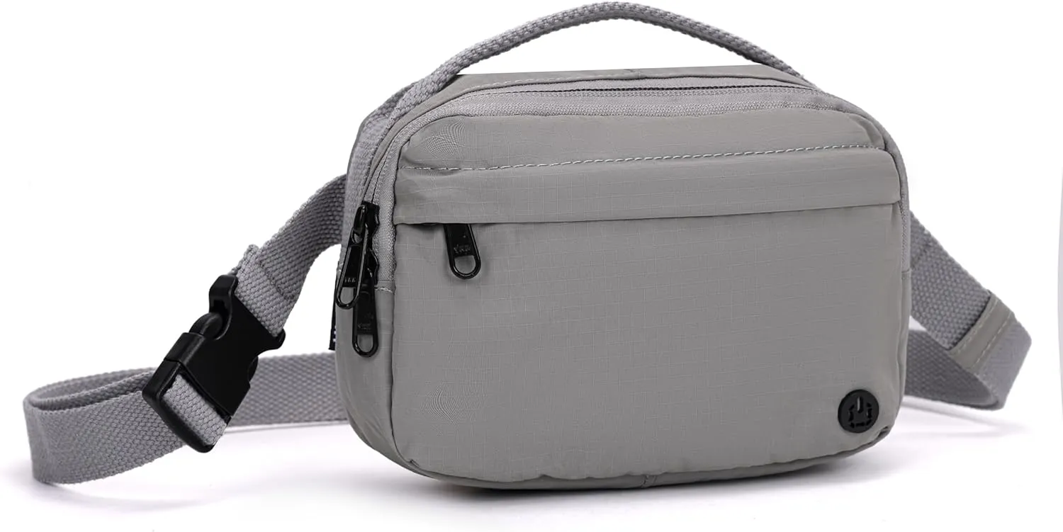 Funny Pack Belt Bag Small Crossbody Unisex for Workout Running Hiking Travel Gift Water Resistant Durable Soft Material multifunctional (Gray)