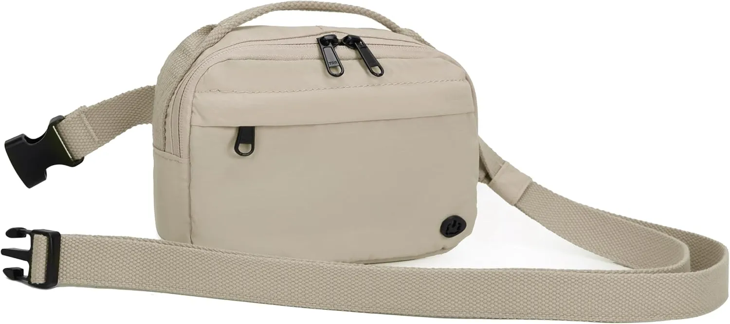 Funny Pack Belt Bag Small Crossbody Unisex for Workout Running Hiking Travel Gift Water Resistant Durable Soft Material multifunctional(Khaki)
