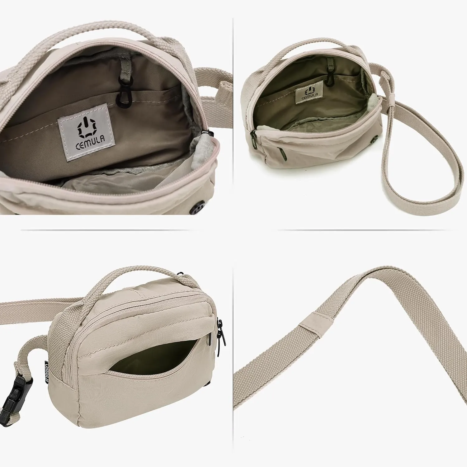 Funny Pack Belt Bag Small Crossbody Unisex for Workout Running Hiking Travel Gift Water Resistant Durable Soft Material multifunctional(Khaki)