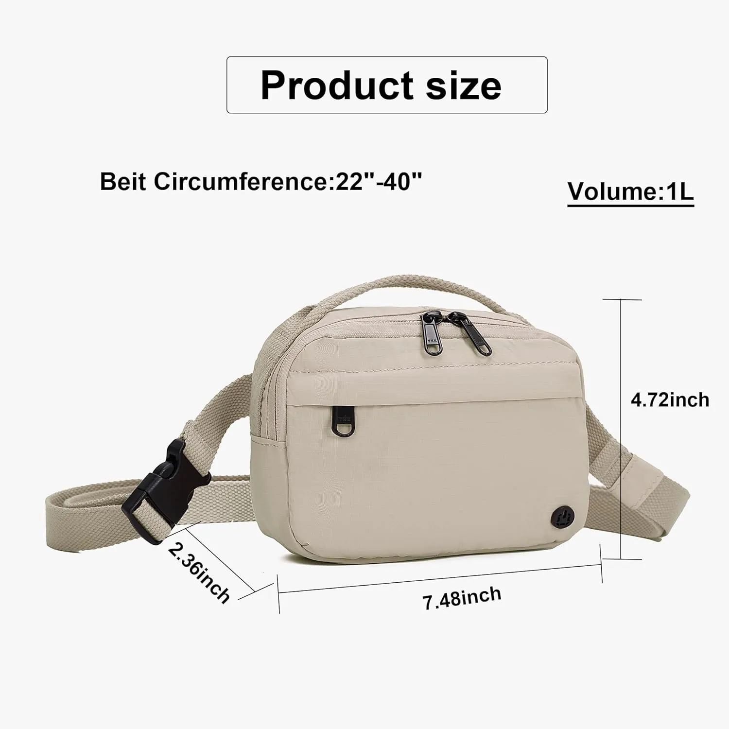 Funny Pack Belt Bag Small Crossbody Unisex for Workout Running Hiking Travel Gift Water Resistant Durable Soft Material multifunctional(Khaki)