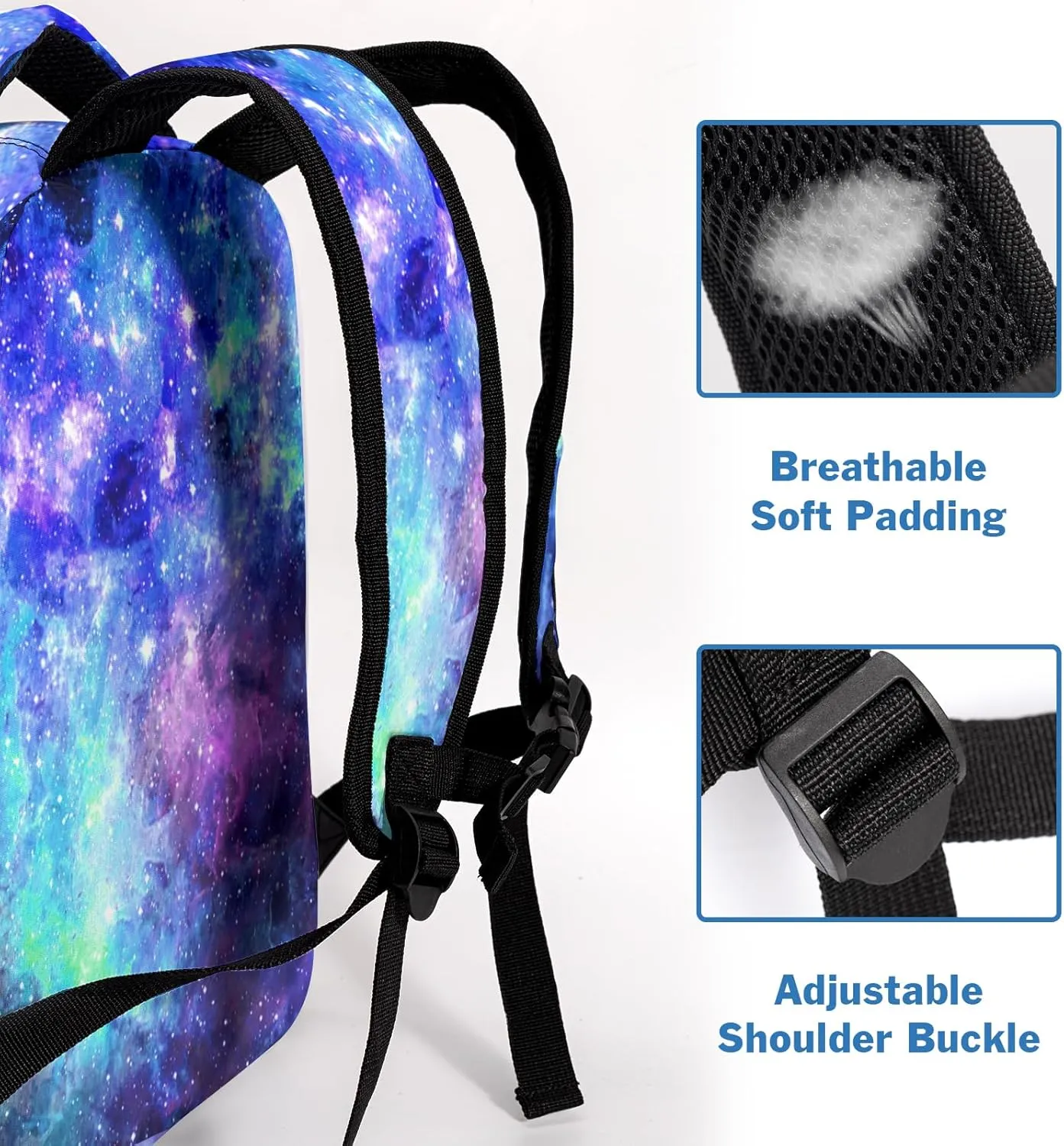 Galaxy Kids Backpack for Girls Boys Blue Purple Starry Sky Bookbag Universe Space Elementary Primary School Bag Lightweight Children Back Pack for Preschool Kindergarten
