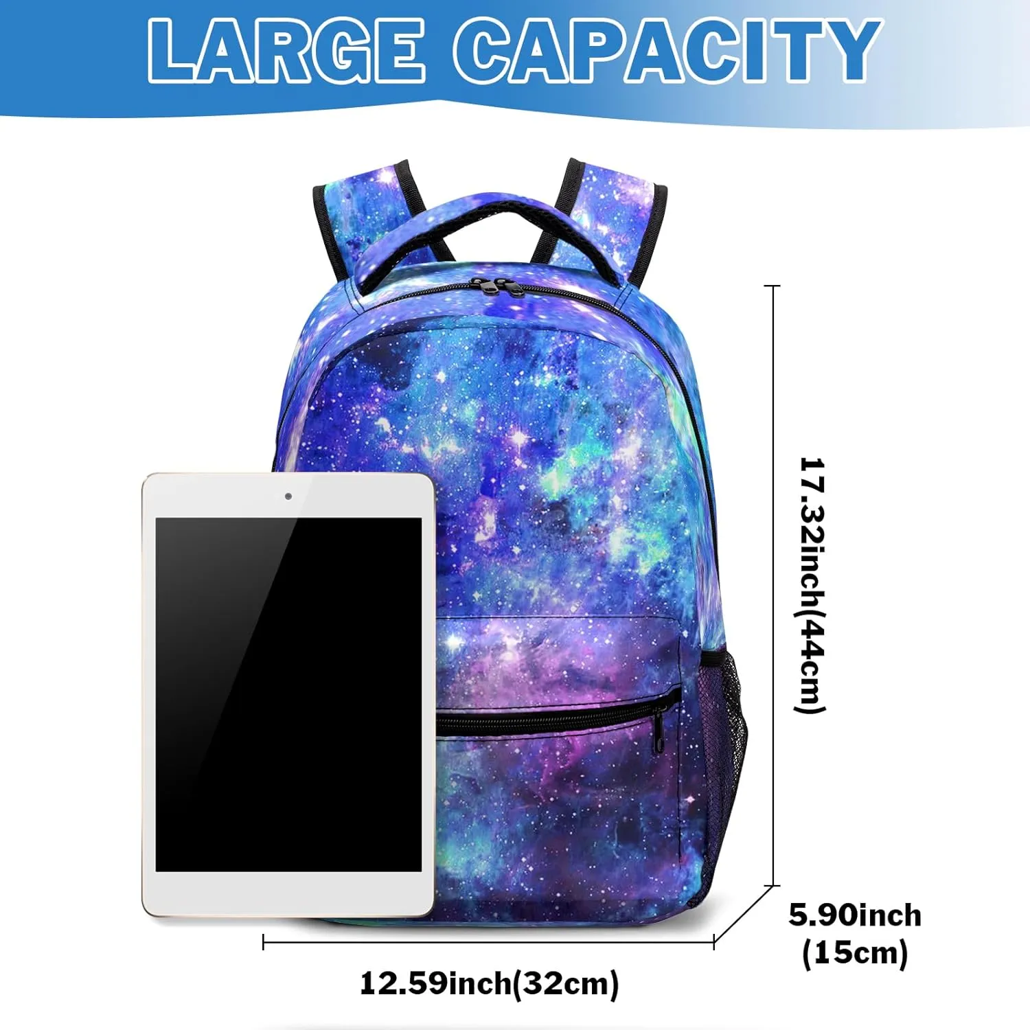 Galaxy Kids Backpack for Girls Boys Blue Purple Starry Sky Bookbag Universe Space Elementary Primary School Bag Lightweight Children Back Pack for Preschool Kindergarten