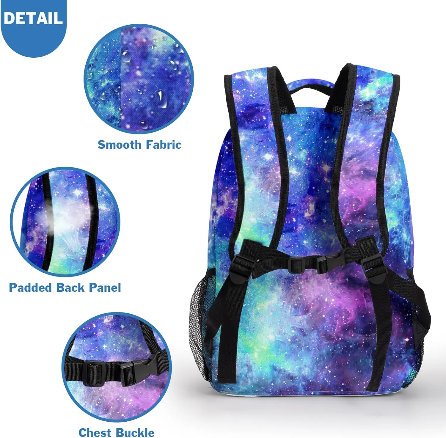 Galaxy Kids Backpack for Girls Boys Blue Purple Starry Sky Bookbag Universe Space Elementary Primary School Bag Lightweight Children Back Pack for Preschool Kindergarten