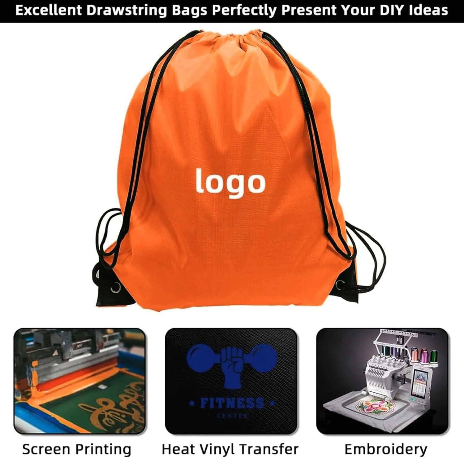 GoodtoU Drawstring Backpacks, Drawstring Nylon Bags Bulk Cinch Sack Drawstring Gym Bag for Sport, Traveling, Team (20Pcs, Orange)
