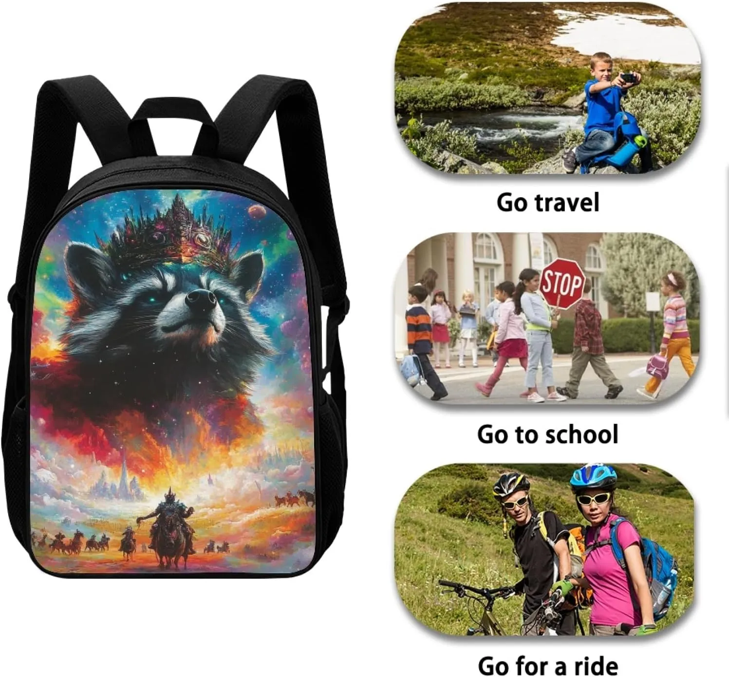 Hawapod Raccoon Bookbag For Preschool Kid Casual Laptop Backpack Student School Bag Boys Girls Travel School Backpack