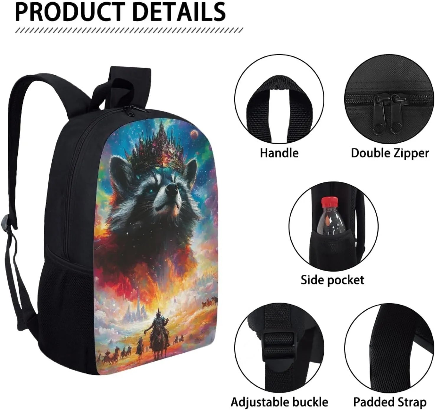 Hawapod Raccoon Bookbag For Preschool Kid Casual Laptop Backpack Student School Bag Boys Girls Travel School Backpack