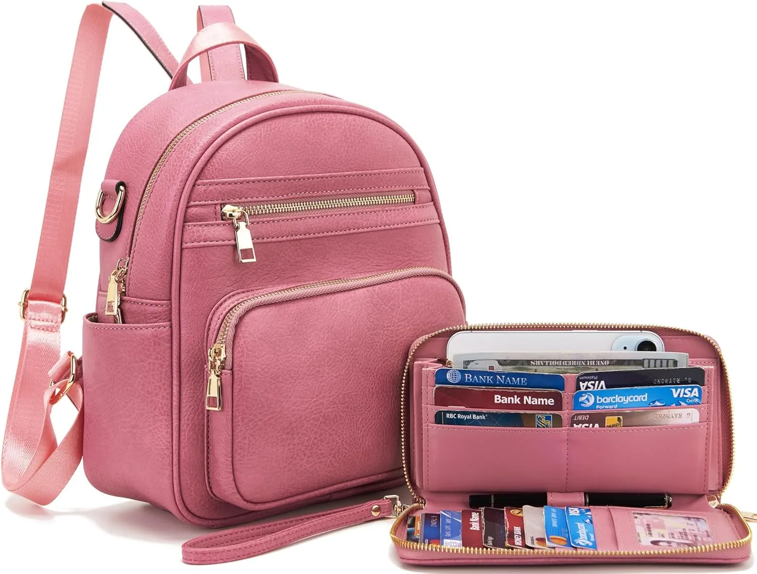 Idesort Small Backpack Purse for Women Girls Cute Backpacks Purse set with Wallet Convertible Shoulder bag