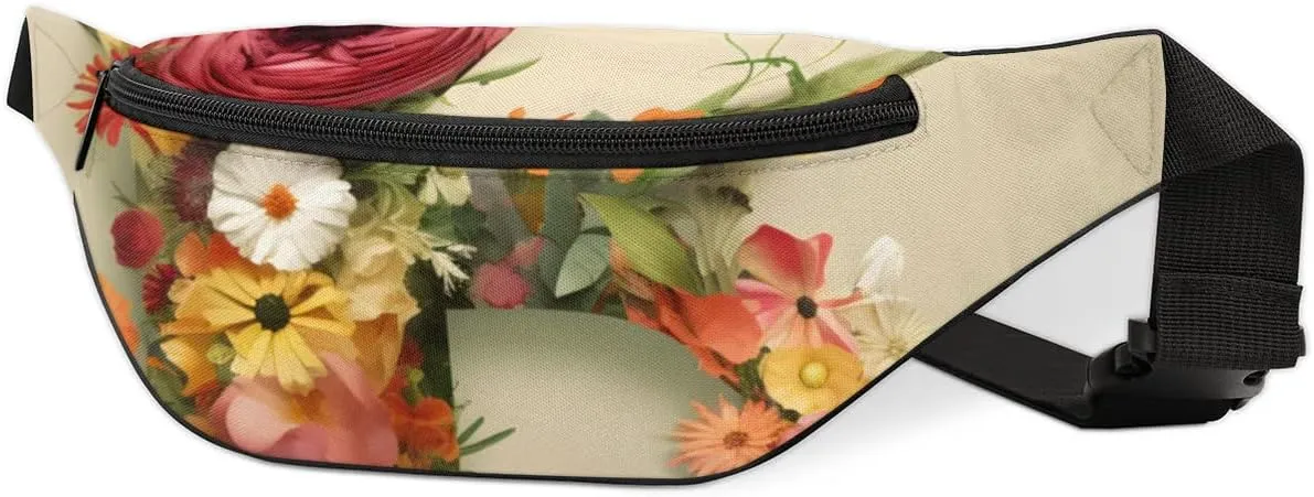 Initial Letter B Fanny Packs for Women Men Cross Body Purse Waterproof Sports Waist Bag Pack Belt Bag for Travel Hiking Running Cycling