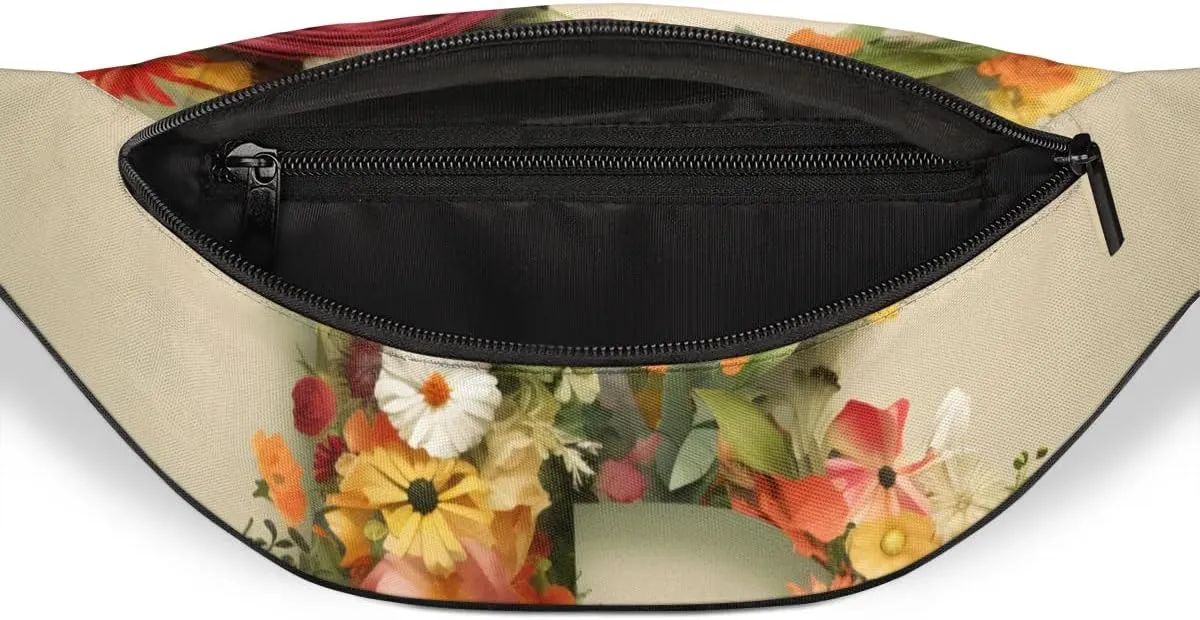 Initial Letter B Fanny Packs for Women Men Cross Body Purse Waterproof Sports Waist Bag Pack Belt Bag for Travel Hiking Running Cycling