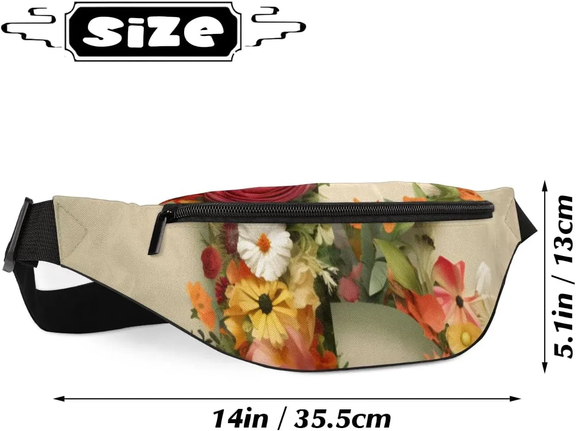 Initial Letter B Fanny Packs for Women Men Cross Body Purse Waterproof Sports Waist Bag Pack Belt Bag for Travel Hiking Running Cycling