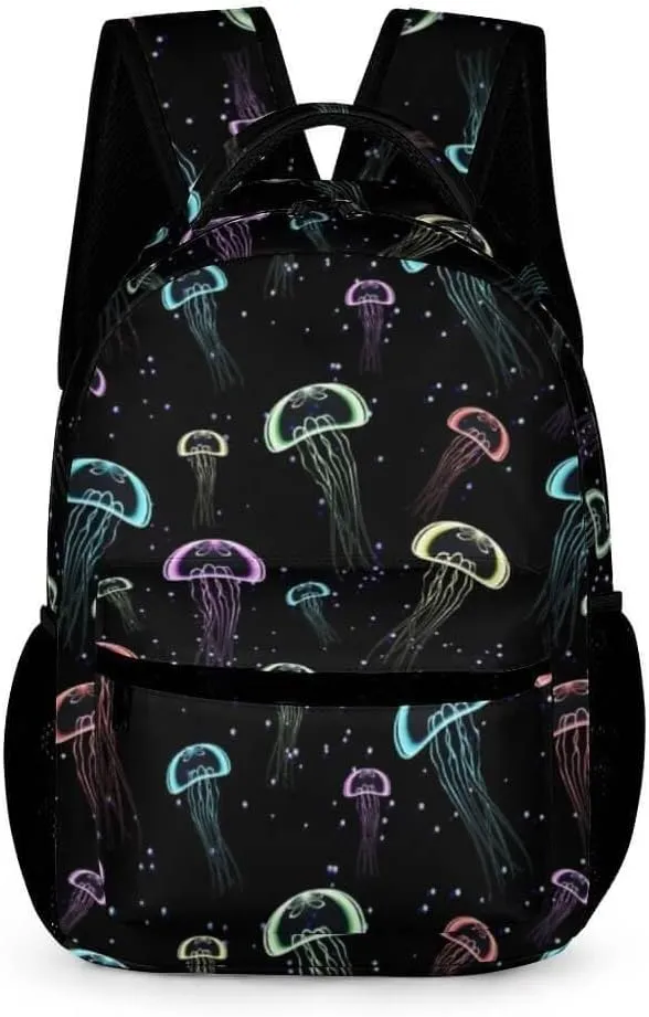 Jellyfish Backpack for Kids Girls Boys School, 16 Inches Cute Jellyfishes Theme Bookbag, Adjustable, Lightweight, Large Capacity, Colorful Daily Casual Backpacks