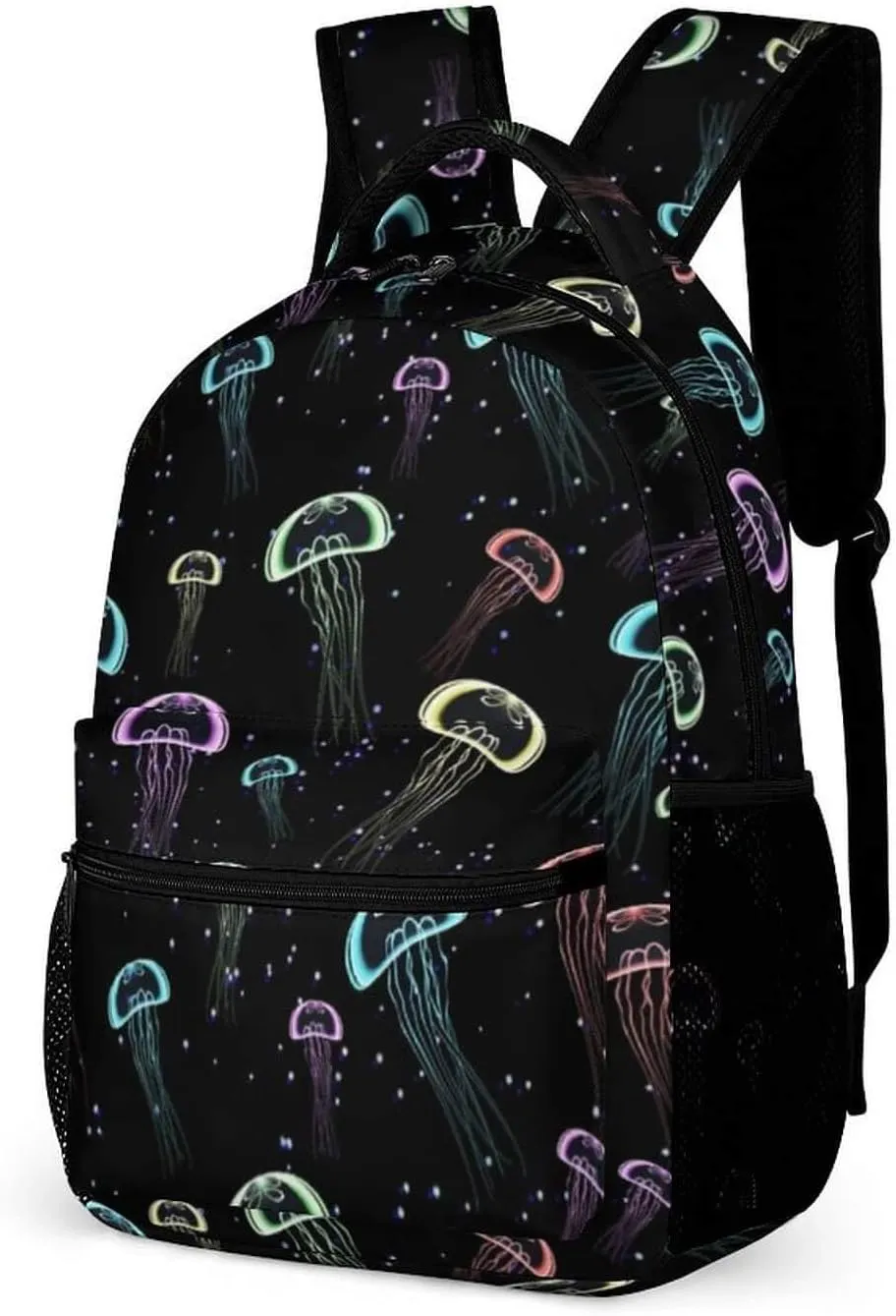 Jellyfish Backpack for Kids Girls Boys School, 16 Inches Cute Jellyfishes Theme Bookbag, Adjustable, Lightweight, Large Capacity, Colorful Daily Casual Backpacks