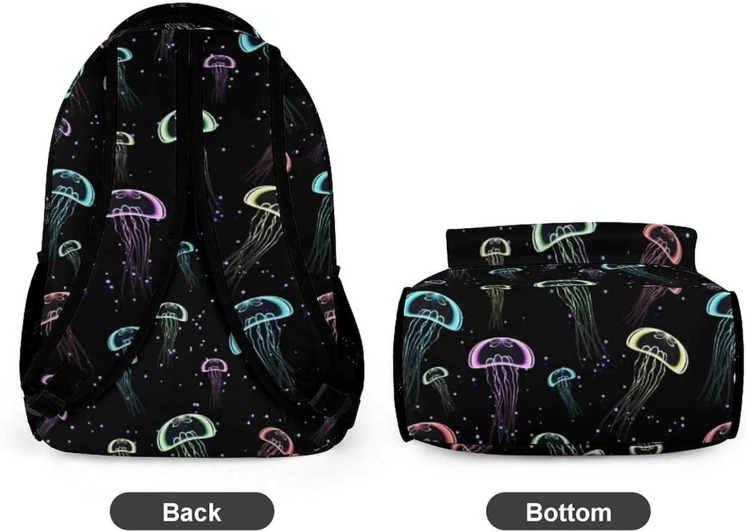 Jellyfish Backpack for Kids Girls Boys School, 16 Inches Cute Jellyfishes Theme Bookbag, Adjustable, Lightweight, Large Capacity, Colorful Daily Casual Backpacks