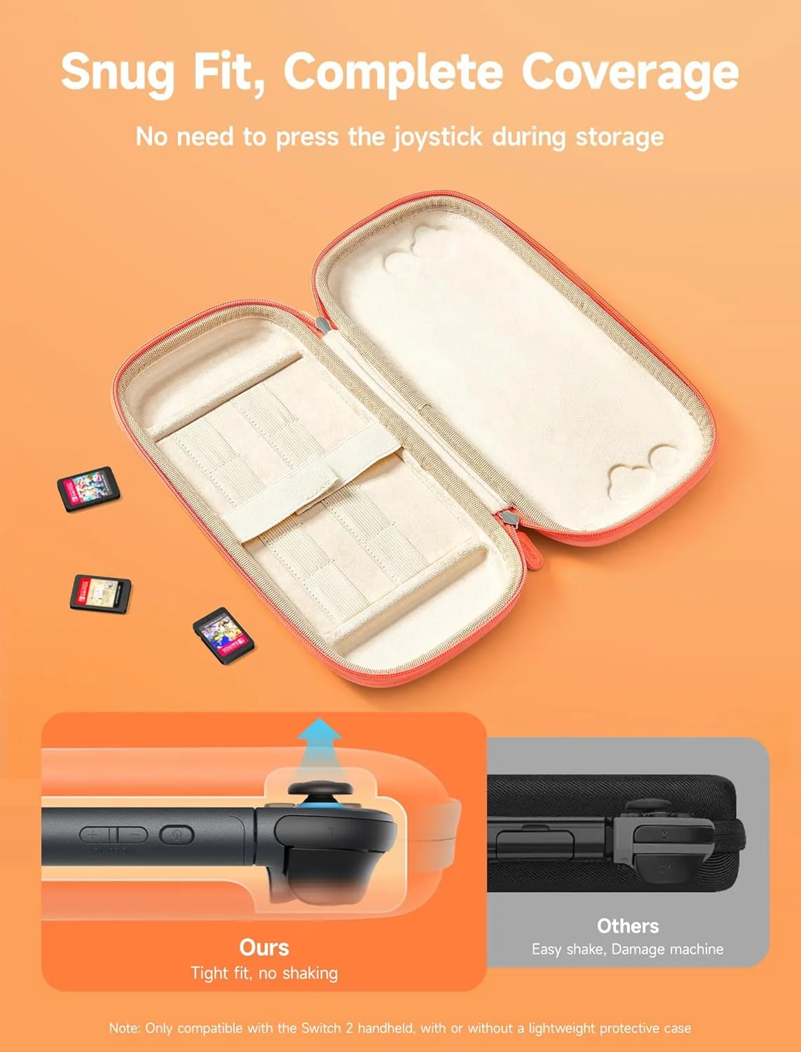 JSAUX Slim Carrying Case Compatible with Nintendo Switch 2 2025, Portable Switch 2 Case with 10 Game Slots, Protective Hard Shell for Travel and Storage, Blue
