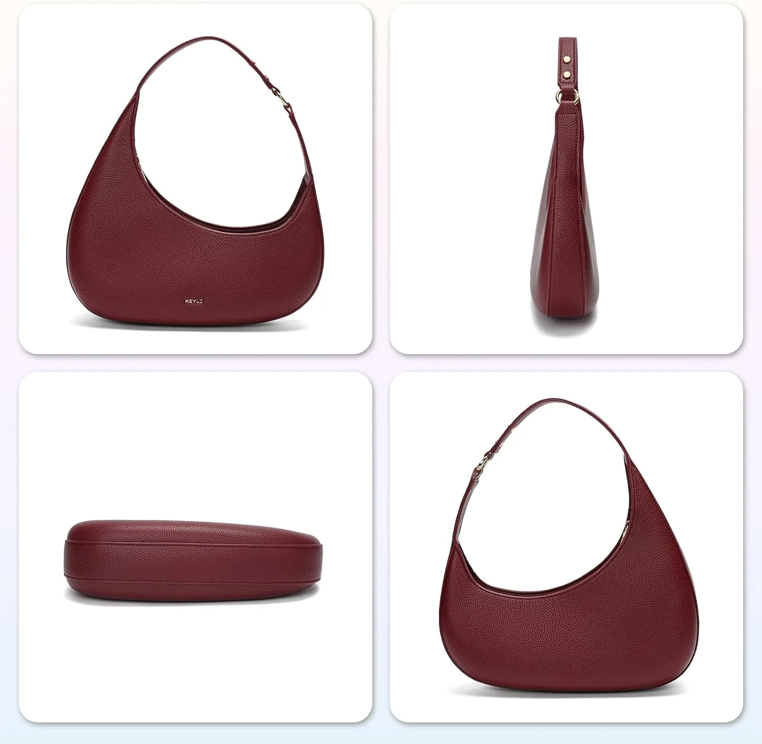 Keyli Shoulder Bag for Women Trendy Casual Leather Shoulder Purses lightweight Handbags Clutches with Zipper closure