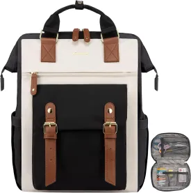 LOVEVOOK Laptop Backpack, Teacher Nurse Work Travel Backpacks Purse for Women, Computer Bag with USB Charging Port, 15.6 inch Black Brown