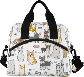 Lunch Bag for Women Men Lunchbox Organizer, Dog Leakproof Lunch Cooler Tote with Shoulder Strap for Kids Adult Insulated Thermal Bag for Work School Picnic Beach