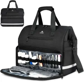 MATEIN Medical Bag, Large Water-Resistant First Aid Bags with Many Pocktets for Nursing, Portable Clinical Home Health Bag Doctor Bag Nurse Gifts for Home Visits, Health Care, Hospice, Black