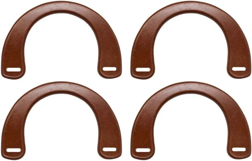 Model Worker 4PCS MDF U-Shaped Handles Replacement for Handmade Bag Handbags Purse Handles (Brown)