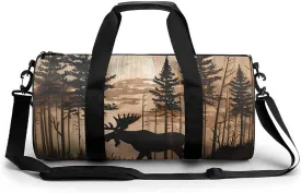 Moose Woodland Hunting Eagle Gym Bag for Men Women Duffle Bags Travel Tote