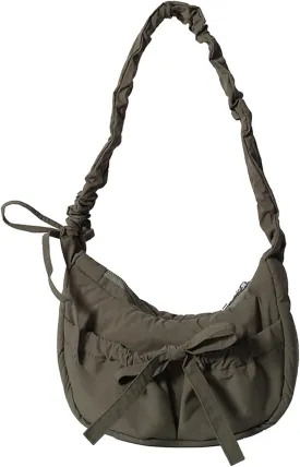 Nylon Bow Purse Cute Crossbody Bag Coquette Drawstring Shoulder Purses Y2k Kawaii Scrunchies Purse