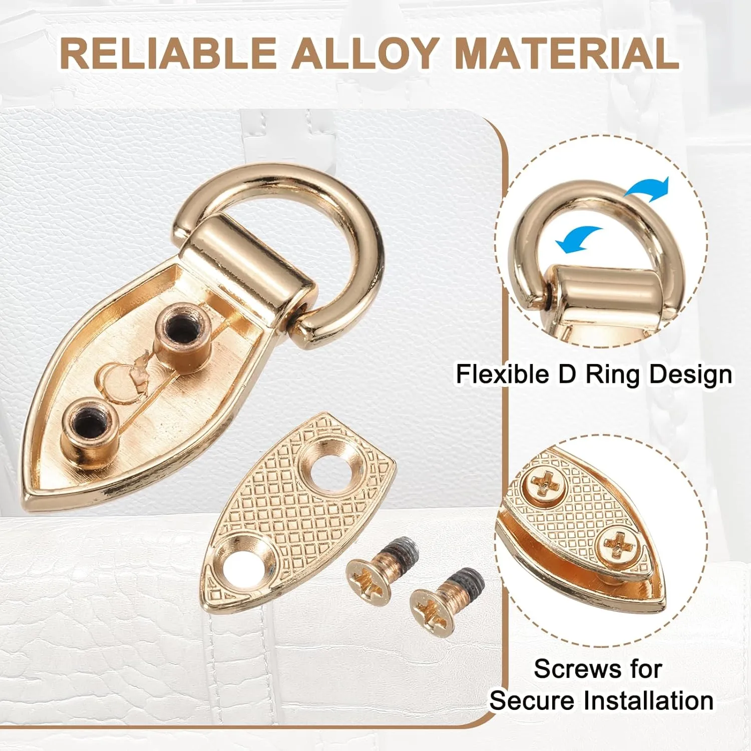PATIKIL Bag Side Clip Buckle, Metal Purse Suspension Clasp Suspending Leaf Shape Handbag D Ring Buckle Chain Link Connector