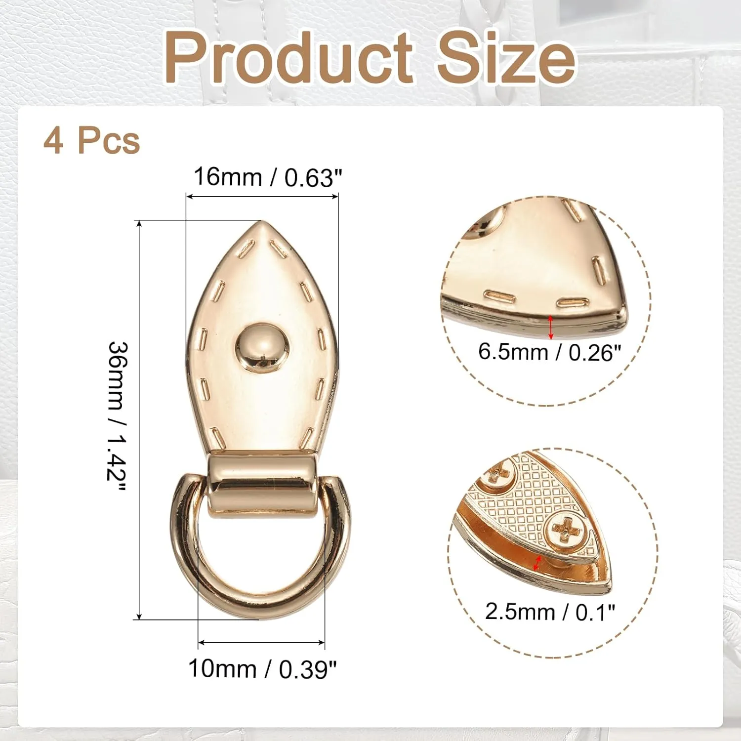 PATIKIL Bag Side Clip Buckle, Metal Purse Suspension Clasp Suspending Leaf Shape Handbag D Ring Buckle Chain Link Connector