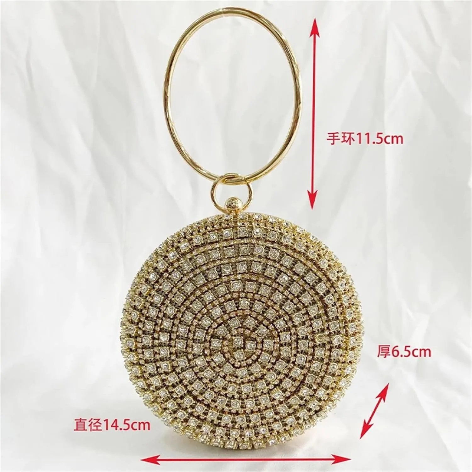 Rhinestone Purse Diamonds Rhinestone Handbag Female Round Top Handle Bags Evening Party Clutches