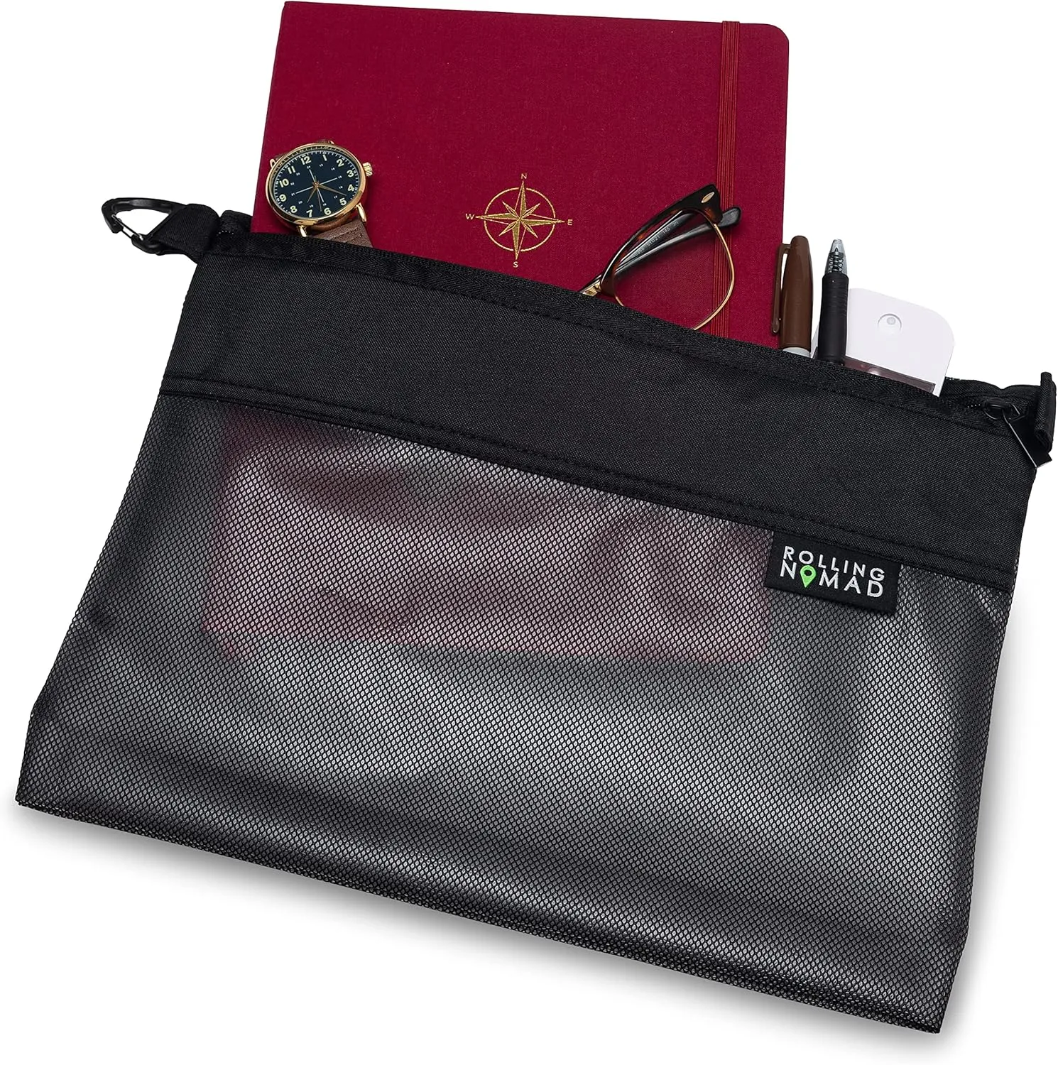 Rolling Nomad Zipper Pouch, Water-Resistant Mesh Bags, Travel Essentials, Toiletry, Storage, Cosmetics, Home, Office, Money Purse, Accesory Organizer