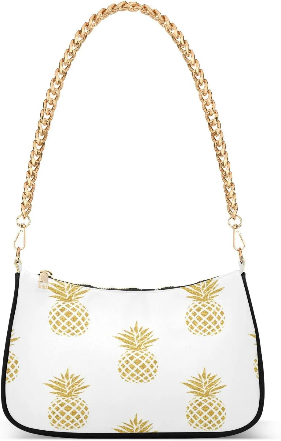 Shoulder Bags for Women Gold Pineapple Hobo Tote Handbag Small Clutch Purse with Zipper Closure