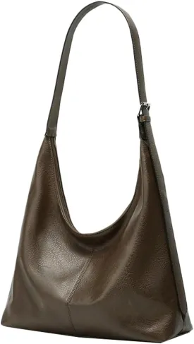 Slouchy Tote Bags for Women Retro Vegan Leather Shoulder Crossbody Bag Faux Leather Handbag Purse Satchel Soft Leather Bag