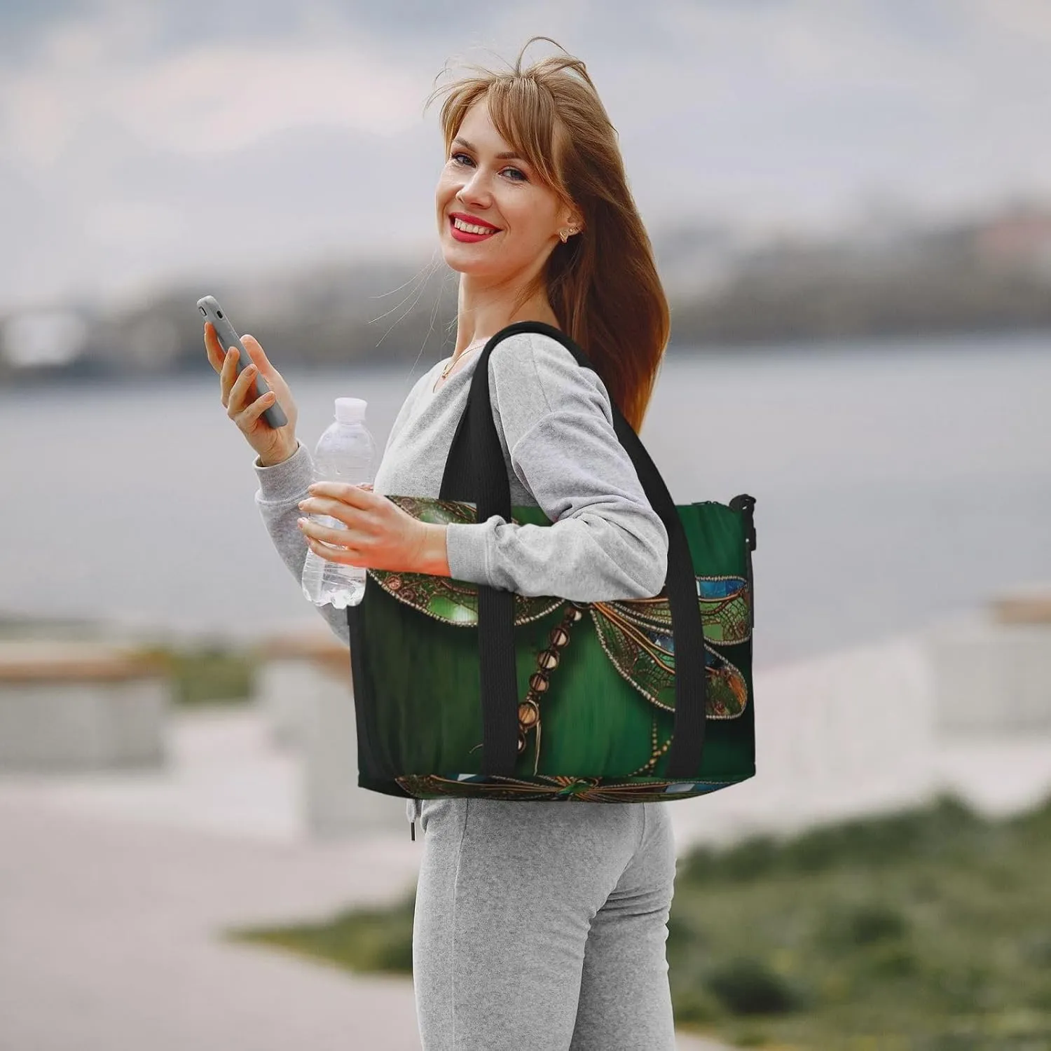 Sports Gym Bag for Women Men Travel Duffel Bag Tote Jewel dragonfly Weekender Bag Canvas Carry on Overnight Bag for Travel Swimming Fitness Workout Sports Duffle Bag